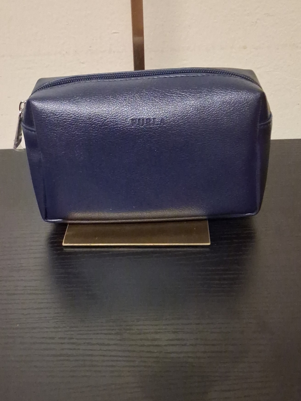 Furla Dark Blue Leather Toiletry Bag